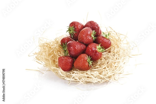 Strawberries in wood wool