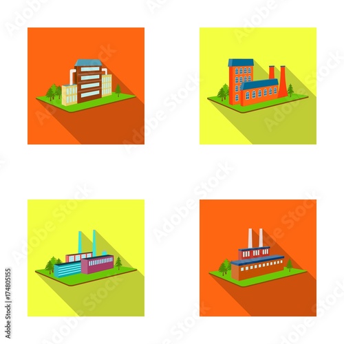 Processing factory,metallurgical plant. Factory and industry set collection icons in flat style isometric vector symbol stock illustration web.