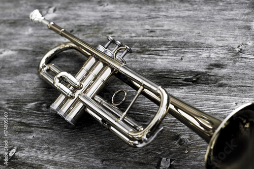 Trumpet on wood