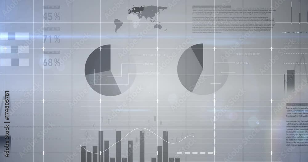 Digital composite of financial charts 