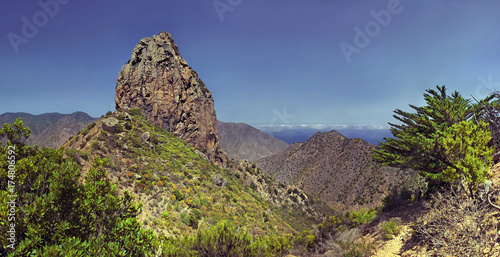 Roque El Cano volcanic vent in Vallehermoso, La Gomera, Canary Islands, Spain, Europe photo