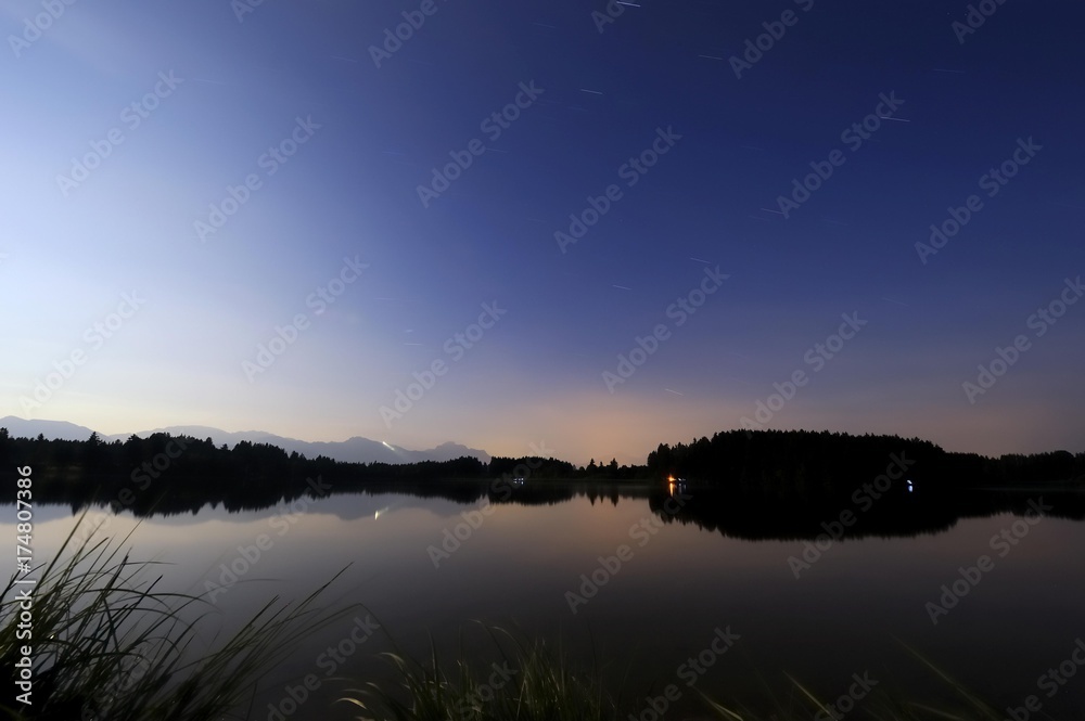 Fototapeta premium Mountain lake at twilight, Fuessen, Bavaria, Germany, Europe