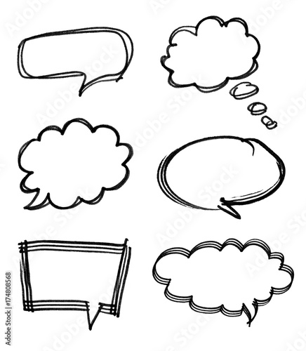 Speech bubble with brush stroke isolated on white background