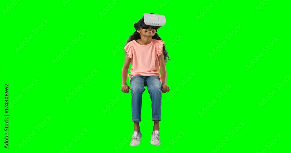 Girl using virtual reality headset Girl using virtual reality headset