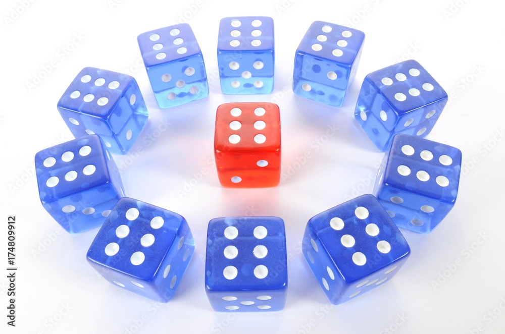 Dice, symbolic picture for mobbing, isolation, loner, intimidation, aggression Dice, symbolic picture for mobbing, isolation, loner, intimidation, aggression
