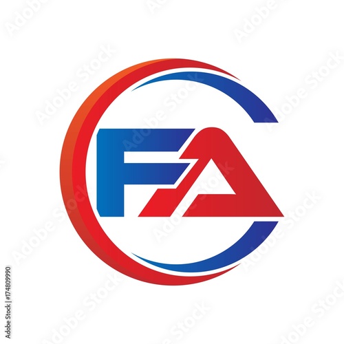 fa logo vector modern initial swoosh circle blue and red
