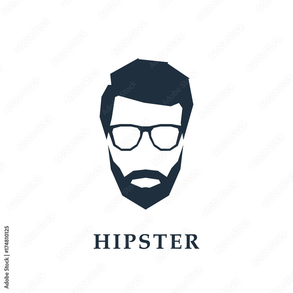Avatar of a hipster head with glasses. Vector illustration.