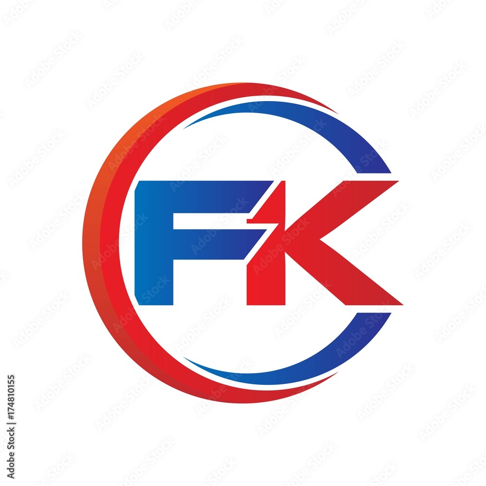 fk logo vector modern initial swoosh circle blue and red Stock Vector |  Adobe Stock