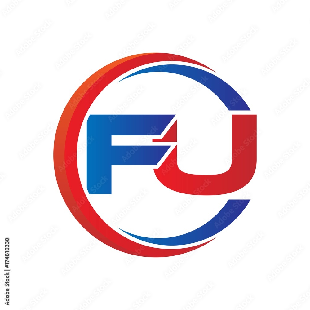 fu logo vector modern initial swoosh circle blue and red fu logo vector modern initial swoosh circle blue and red