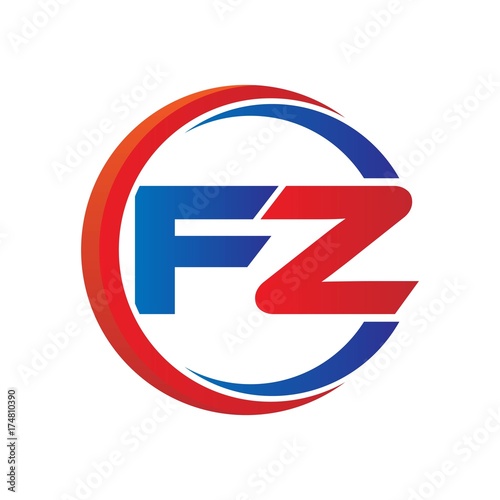 Free Download fz logo vector modern initial swoosh circle blue and red - GFXLoad