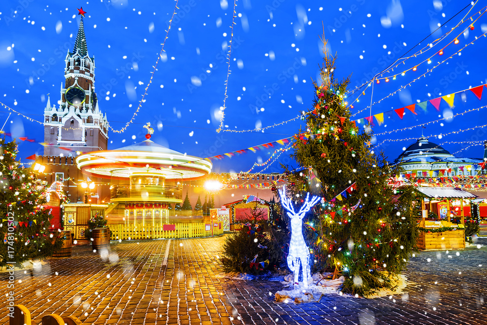 Christmas in Moscow. Festive decoration of Red Square in Moscow