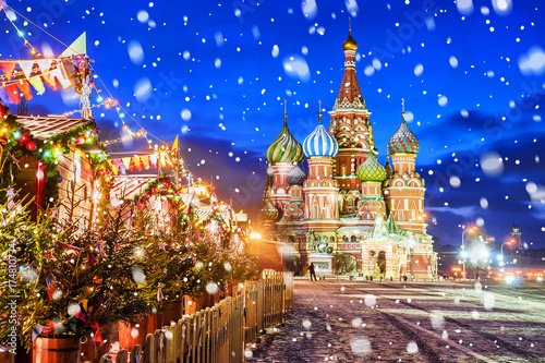 Obraz na płótnie Christmas in Moscow. Red Square in Moscow w salonie