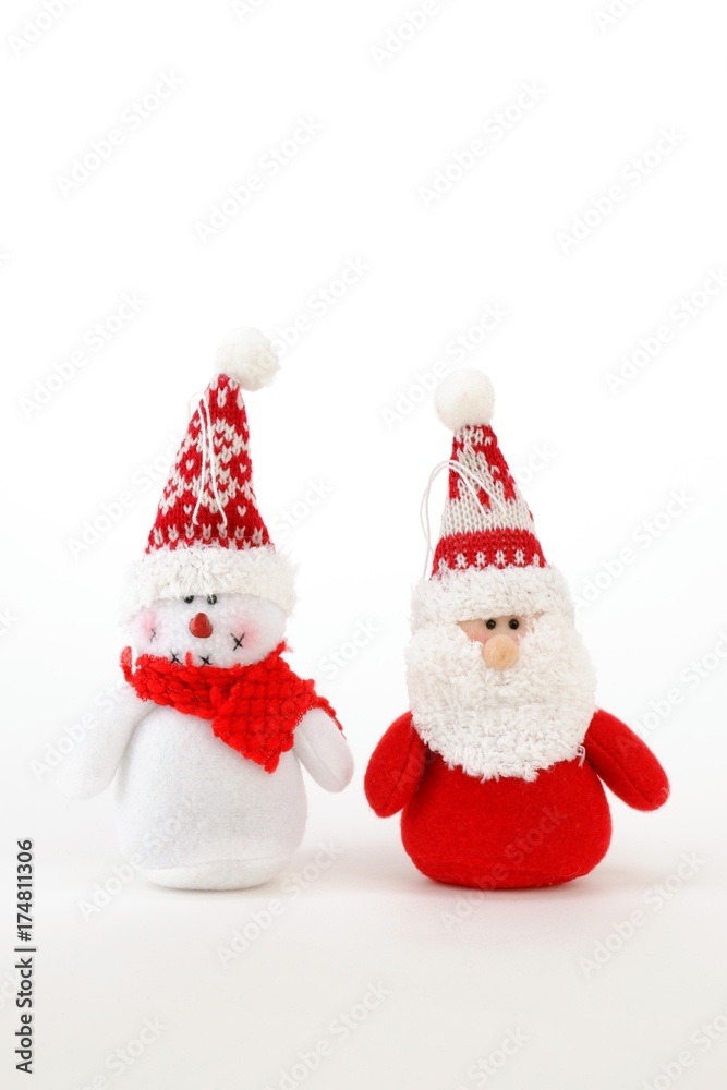 Santa Claus and snowman made of fabric, plush Santa Claus and snowman made of fabric, plush