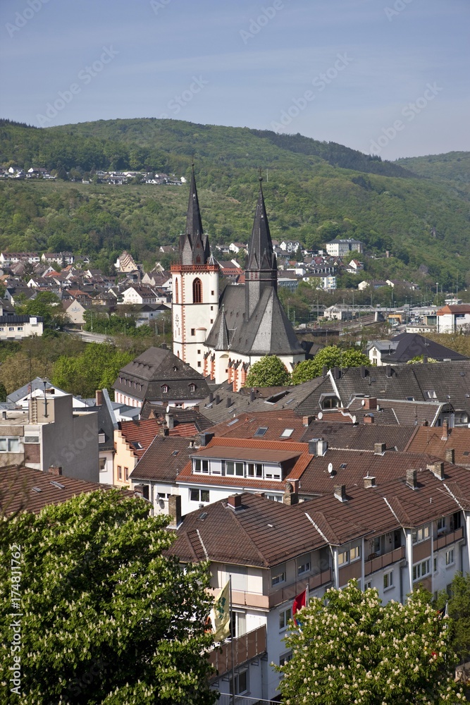 View of Bingen on the Rhine River, Bingen, Rhineland-Palatinate, Germany, Europe
