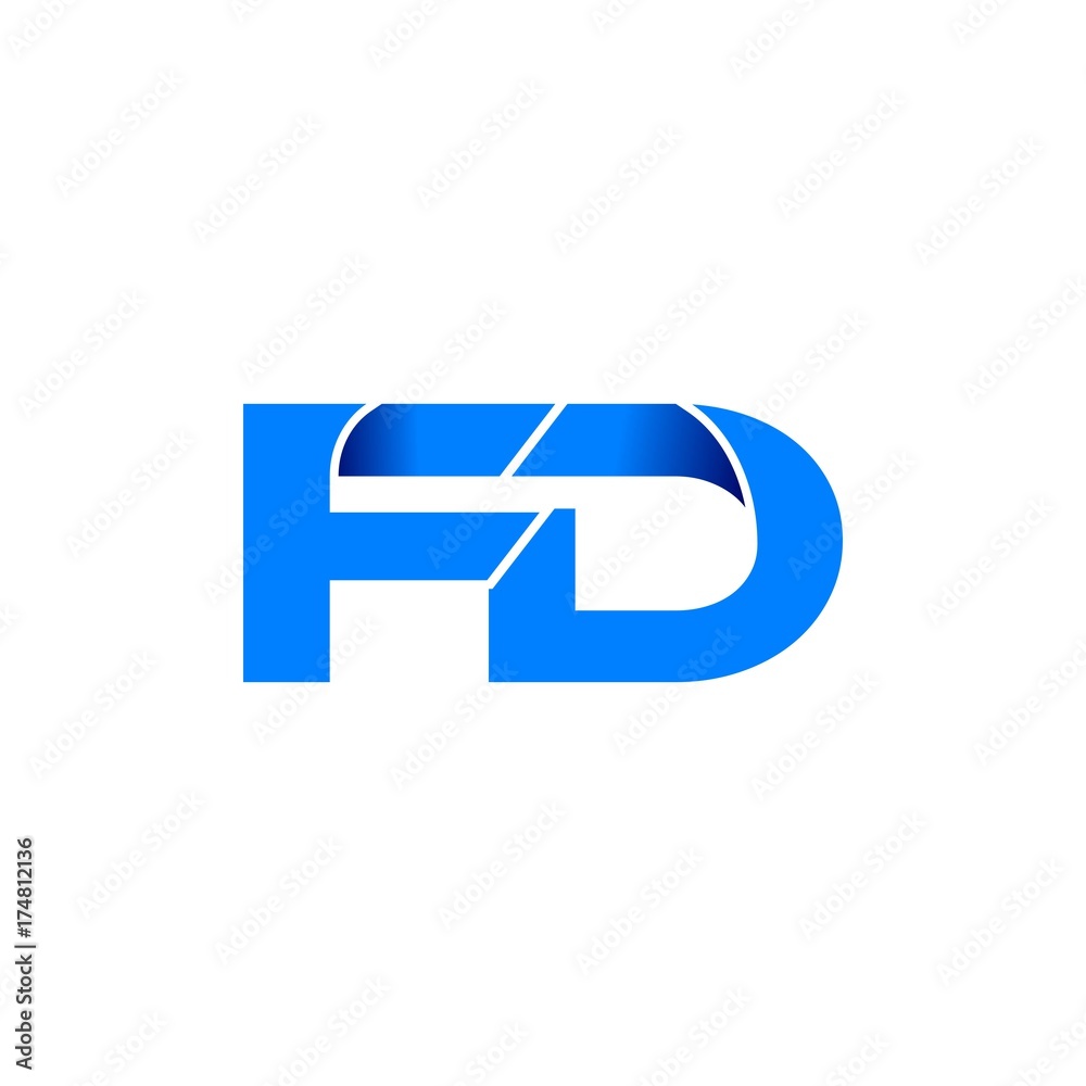 fd logo initial logo vector modern blue fold style fd logo initial logo vector modern blue fold style