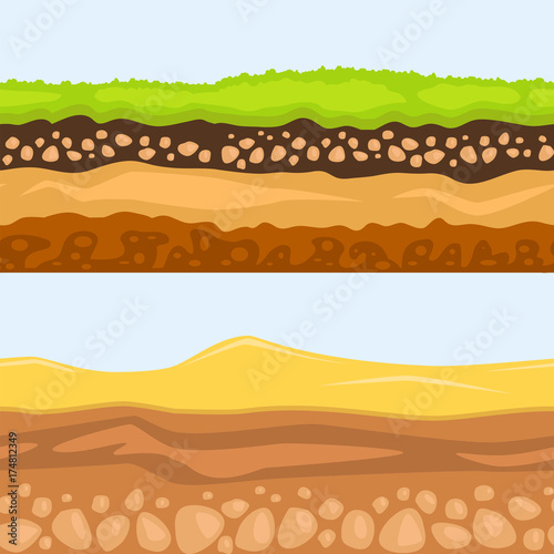 Illustration of cross section of ground agriculture country gardening ground slices land piece nature outdoor vector.