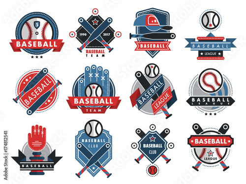 Baseball logo badge sport team or club vector template illustration