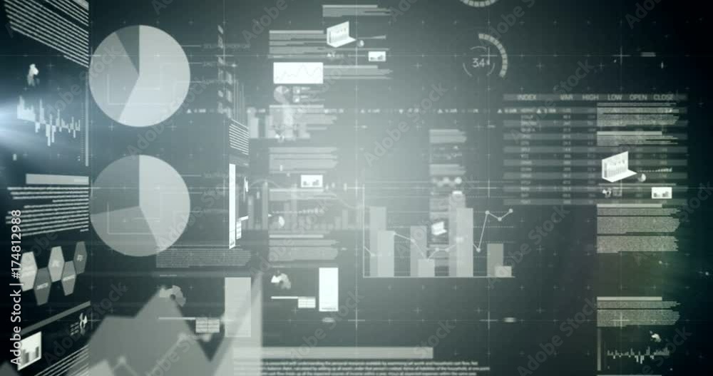Digital composite of financial charts 