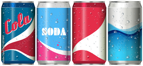 Different can designs for soda drinks photo
