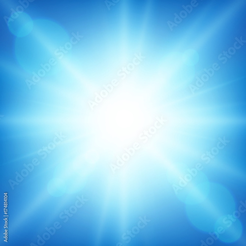 Background design with bright light in blue sky