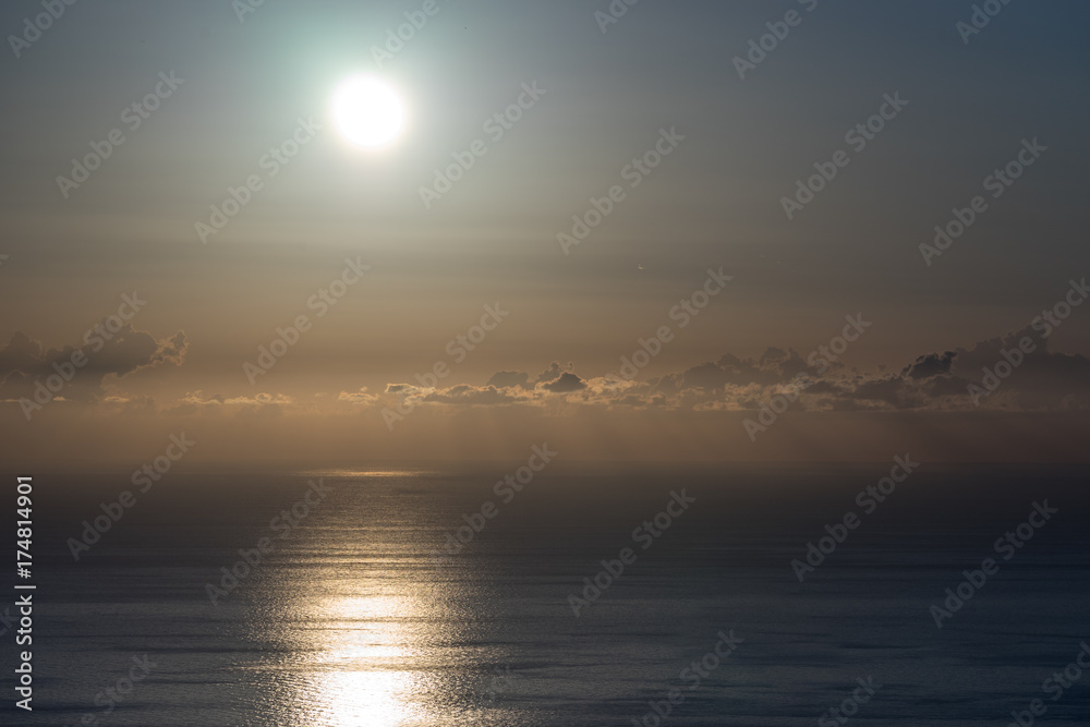 sea landscape with dramatic sea sunset over the Black sea