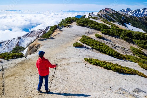 Bild auf Leinwand Mount Tsubakuro Dake, famous trekking mountain in Azumino, Nagano, Japan
