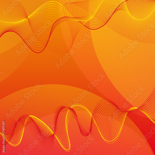 Wavy lines on orange background photo