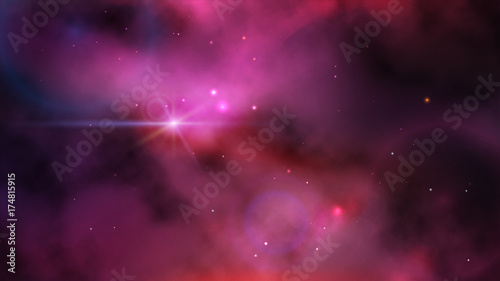 Cosmic background of the purple nebula with many stars.