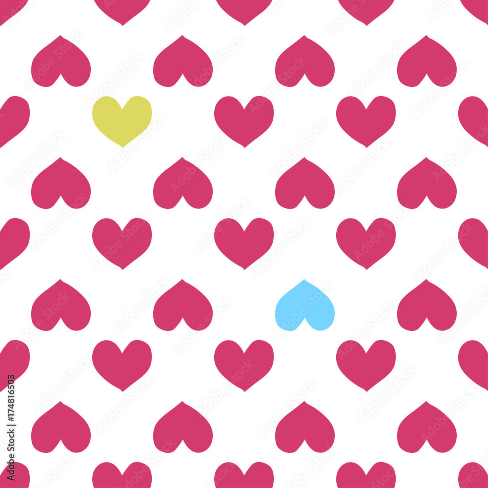 Fun seamless heart background. Valentine s Day, Mother s Day, Easter, wedding, scrapbook, gift wrapping paper, textiles. Vector