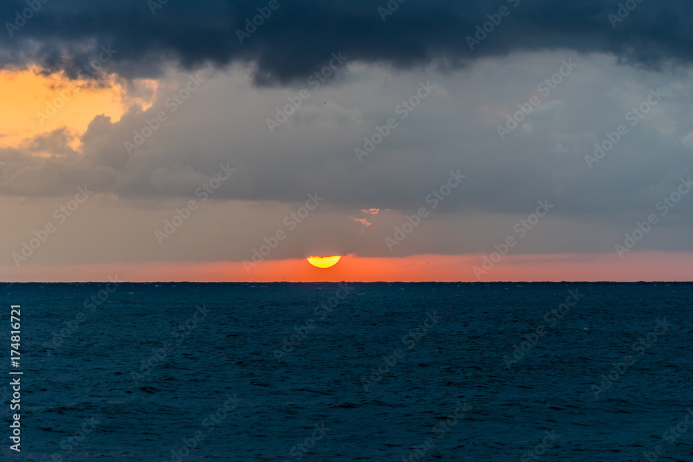sea landscape with dramatic sea sunset over the Black sea