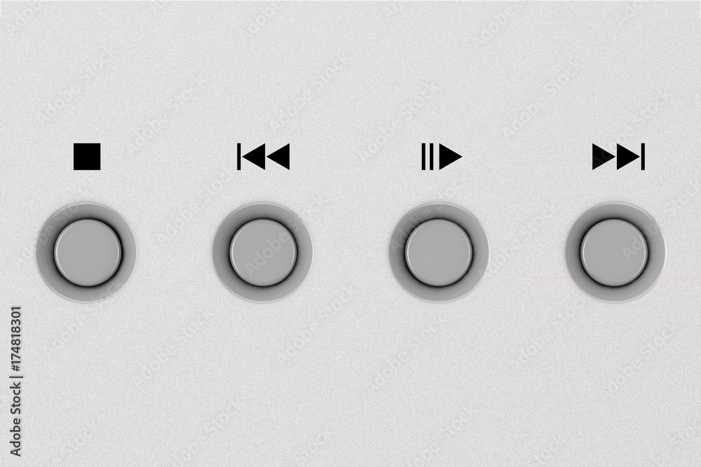 CD or DVD Metal Control Knobs on Aluminum Panel. 3d Rendering CD or DVD Metal Control Knobs on Aluminum Panel. 3d Rendering