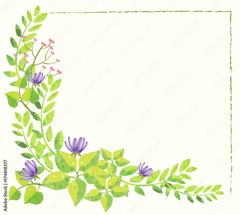 Background template with flowers and leaves Background template with flowers and leaves