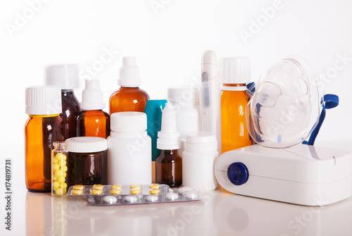 isolated medicines on white