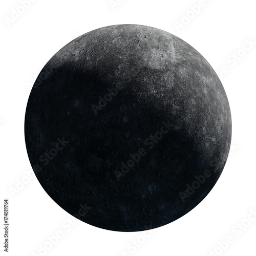 planet Mercury isolated on white background '3d render, elements of this image are furnished by NASA'