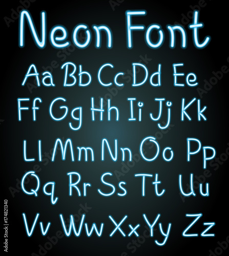 Neon font for english alphabets