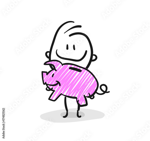 Strichfiguren / Strichmännchen: Sparschwein. (Nr. 86)