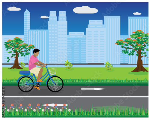 One man drive bicycle for exercise vector design