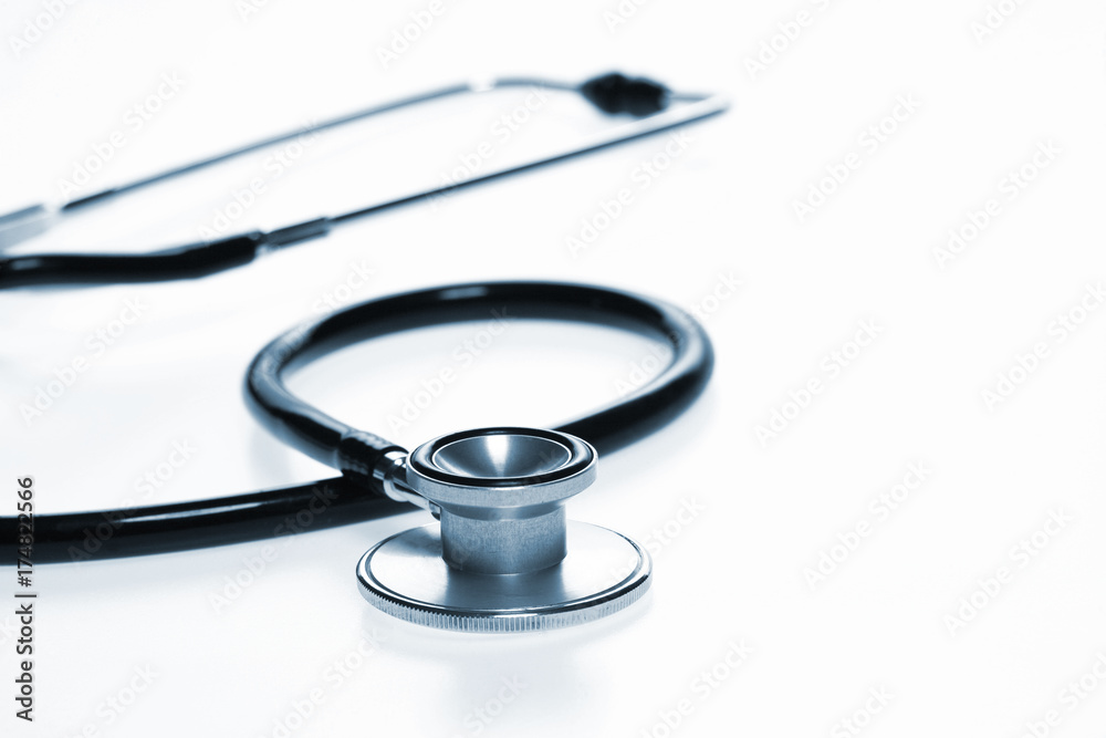 Close up view of stethoscope isolated on white background. Close up view of stethoscope isolated on white background.