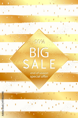 Sale fall gold banner . Vec...
