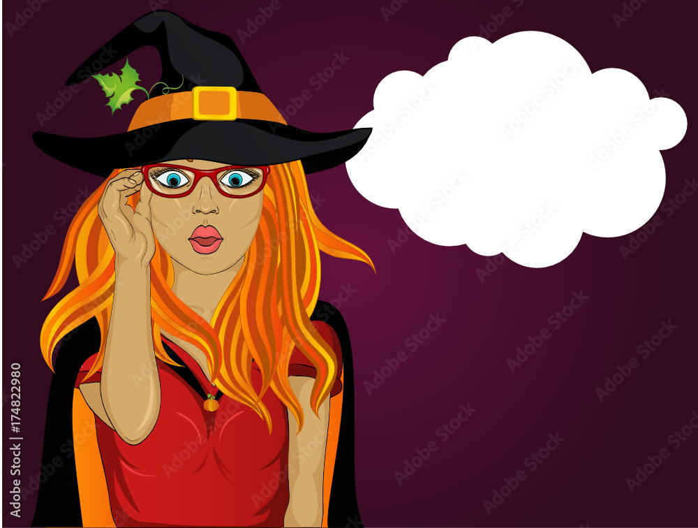 Halloween. The girl in the suit and the witch's hat Halloween. The girl in the suit and the witch's hat