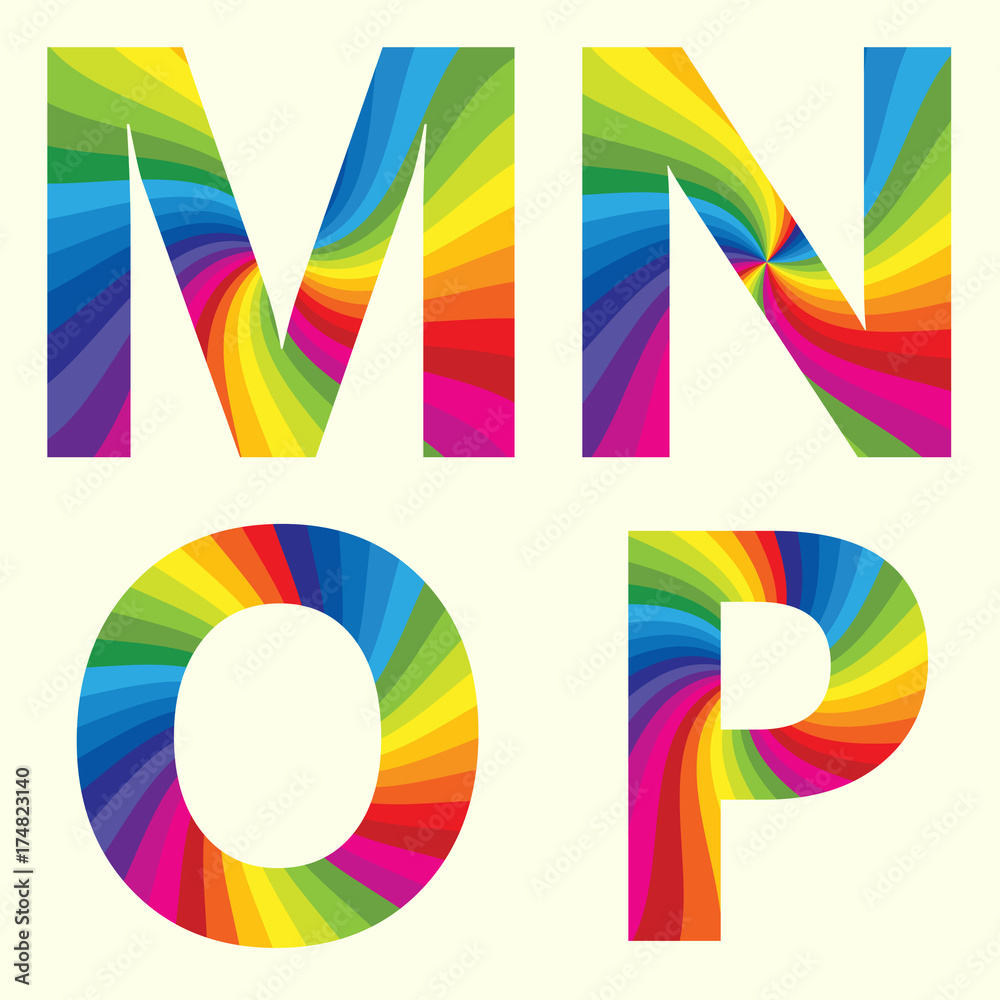 stylish rainbow alphabet colorful your education alphabet m n o p stock vector adobe stock