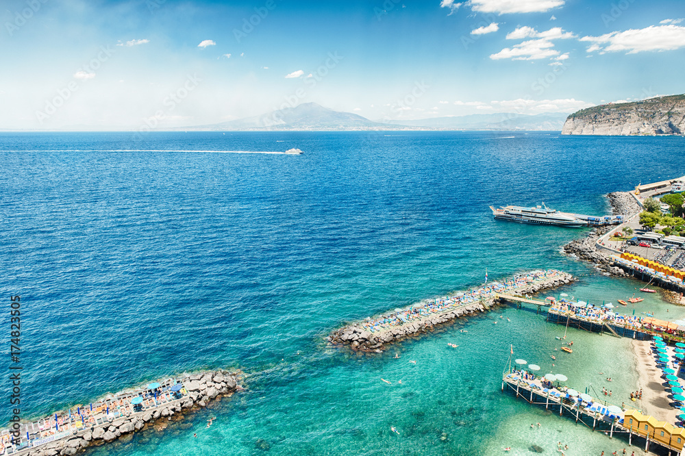 Aerial view of Mount Vesuvius, Bay of Naples, Italy