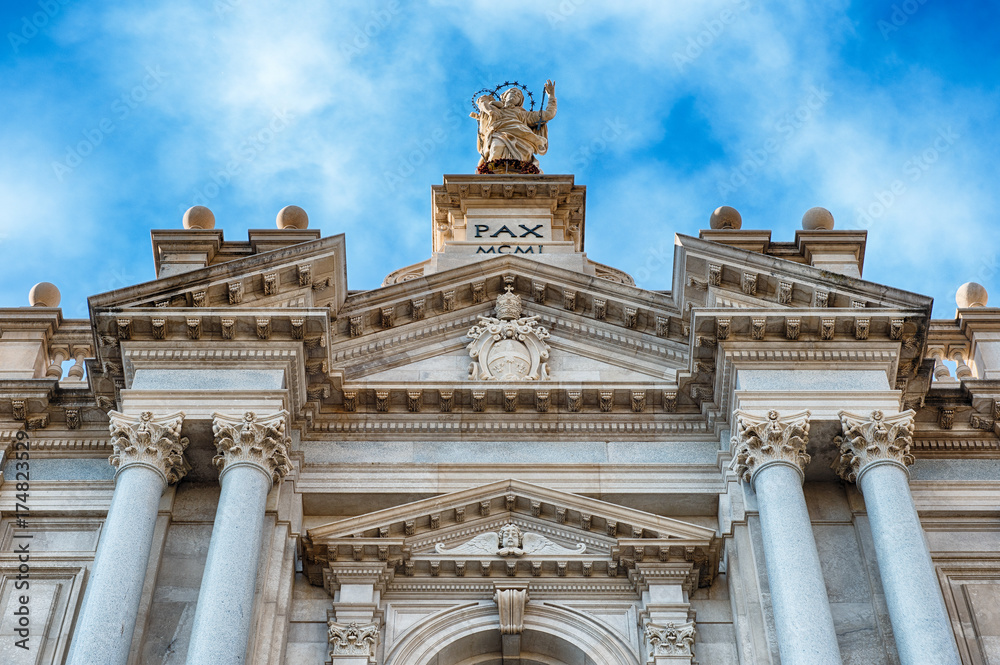 Facade of Church of Our Lady of Rosary, Pompei, Italy