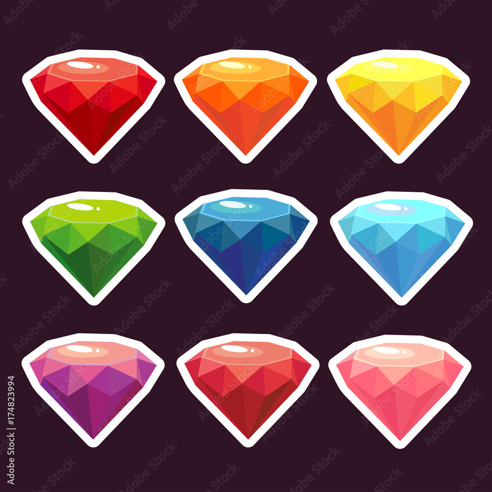 A set of stickers with gems A set of stickers with gems