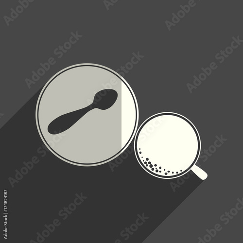 Coffee flat icons with of shadow. Vector illustration