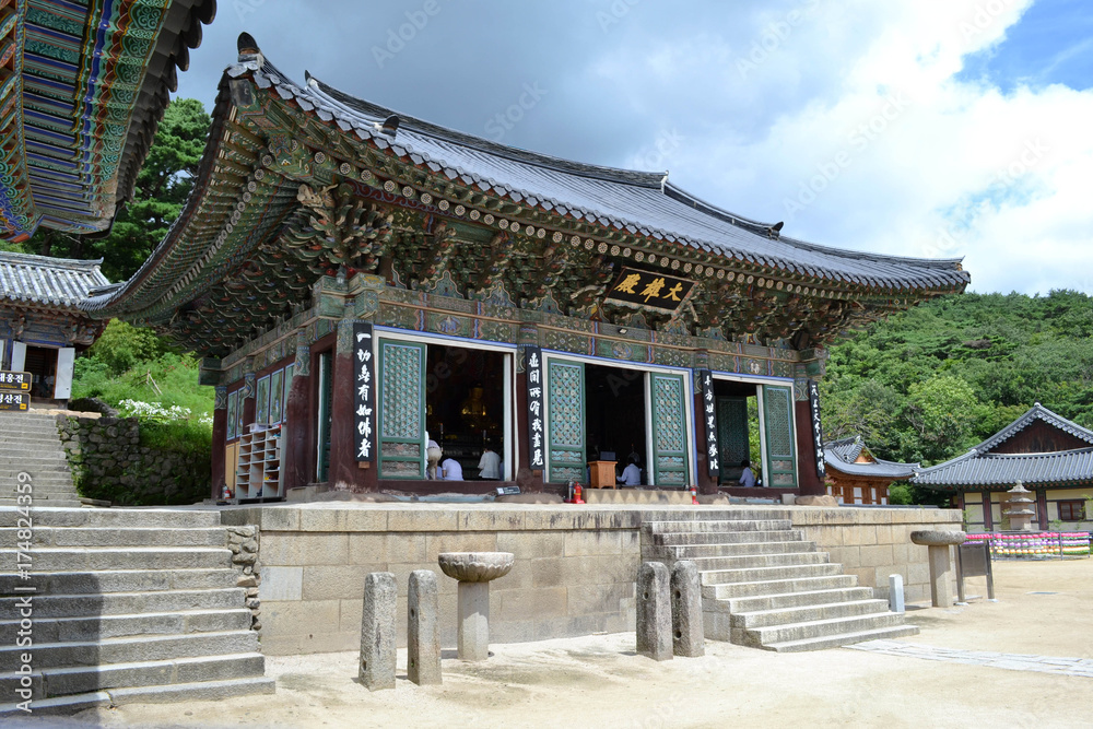 A simple wooden-temple around Palgongsan Mountain, Korea. Pic was taken in August