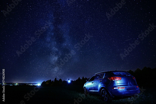 night dark sky car landscape
