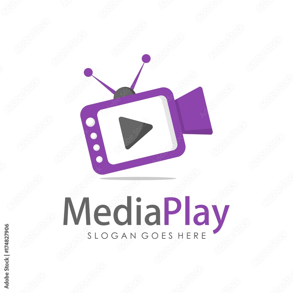 Multimedia, digital, and television logo design template 