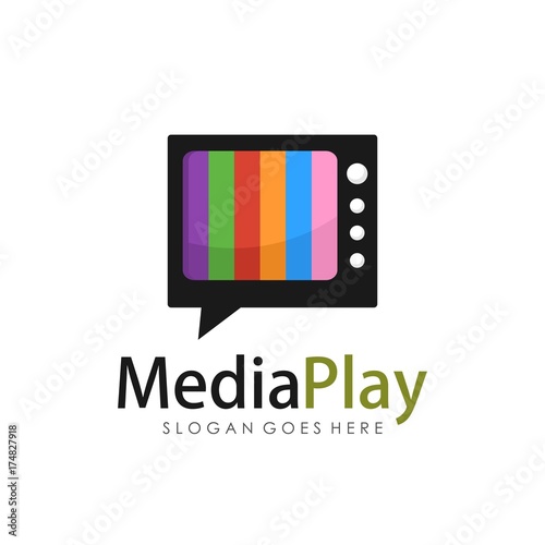 Multimedia, digital, and television logo design template 