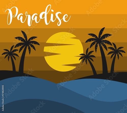Tropical island logo design template